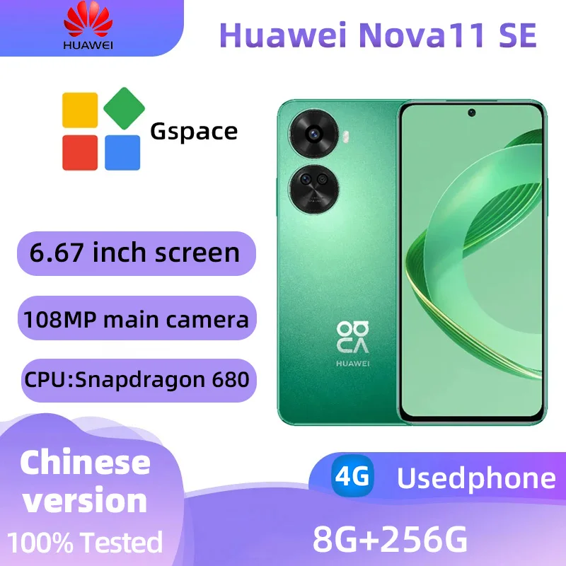 Huawei Nova 11 SE 4g 6.67 Inches OLED Screen Snapdragon 680 HarmonyOS 4.0 Camera 108MP Battery 4500mAh Smartphone Used Phone