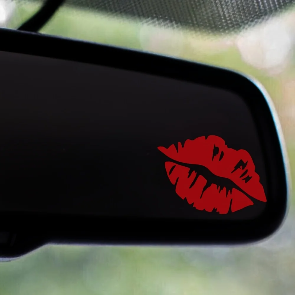 2Pcs Kiss Lips Vinyl Sticker Waterproof Cute Decal For Car Rearview Mirror Window Bumper Motorcycle Laptop Water Bottle Decor