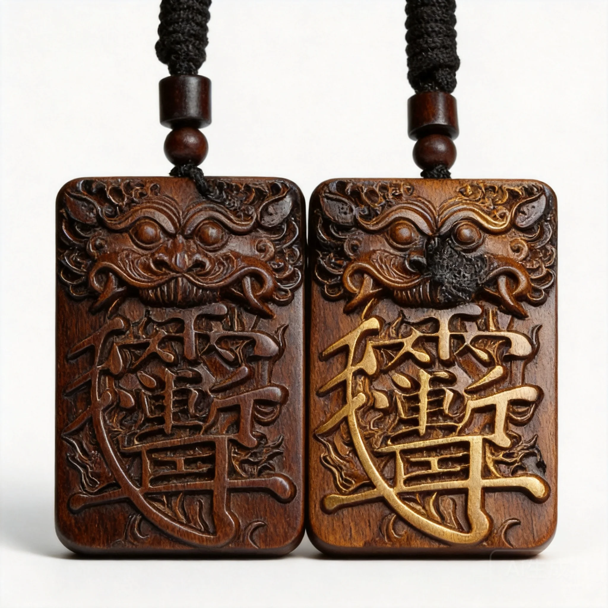 

Natural Thunderstruck Jujube Wood Tiger Head Ziwei Emblem Carved Pendant Chinese Traditional Lucky Amulet Blessing Auspicious