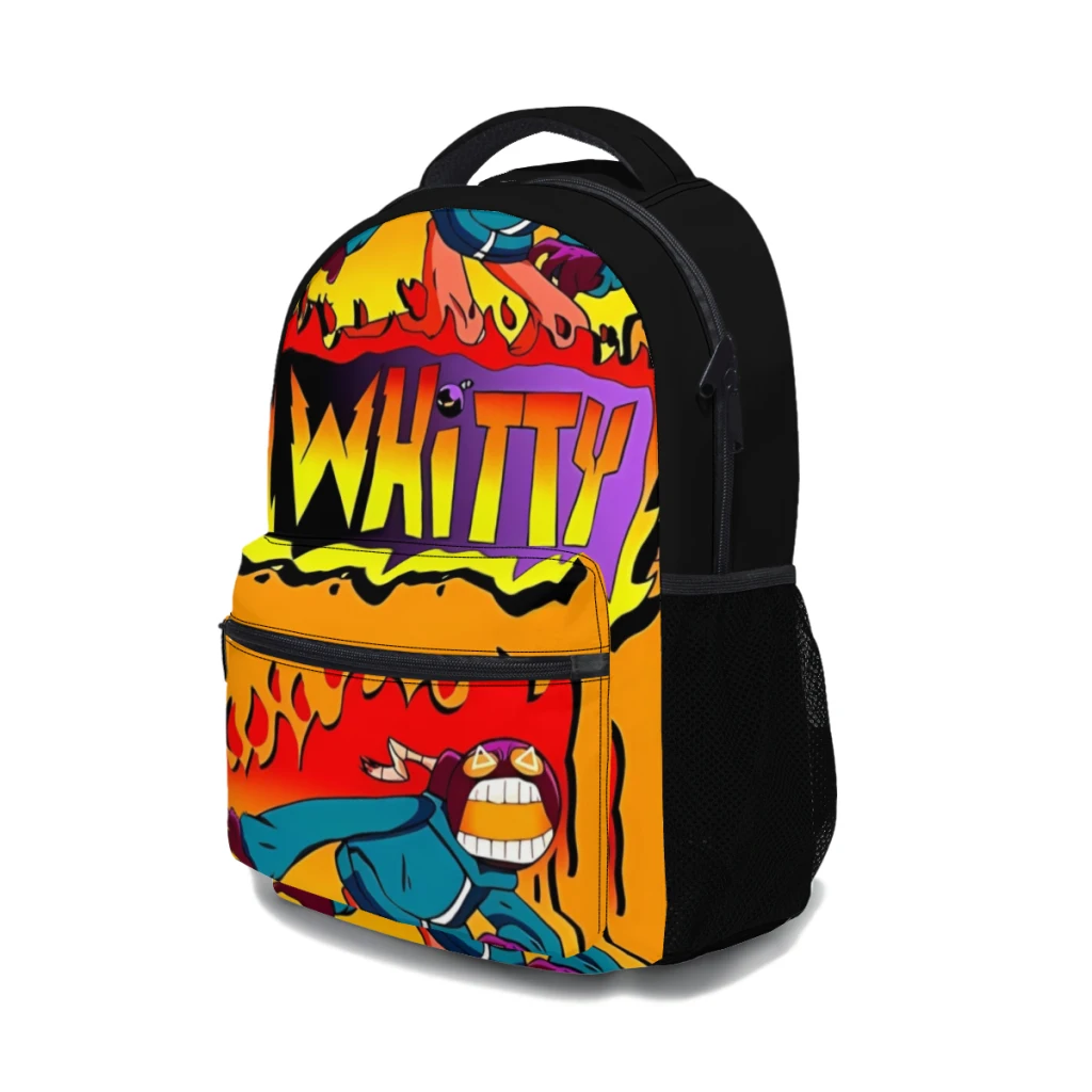 FNF Whitty mod Mochila Graffiti, elegante bolsa para livros Graffiti, grande capacidade, multi bolsos, ajustável, 17 ", Novo