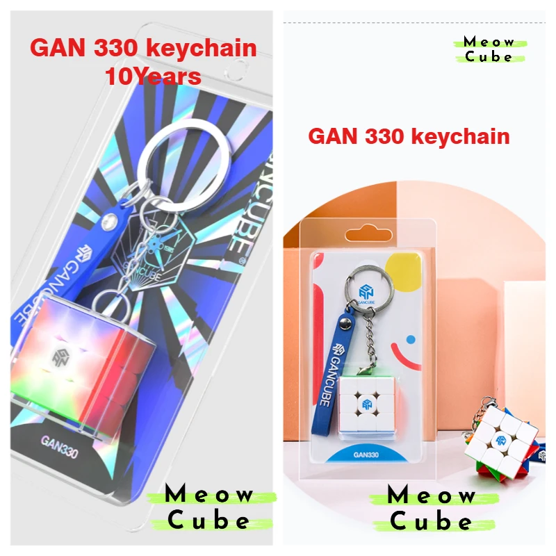 [MeowCube] NEW!！ GAN330 Keychain 10Years Cube 3x3 Magic Speed Cube Hands-on Puzzle GAN 330 Keychain Mini Size Magic Cube Toys