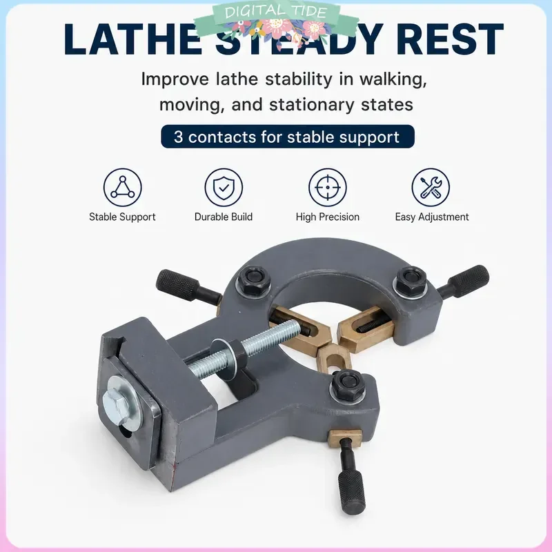 Mini Lathe Steady Rest Rust Prevention Mini Lathe Center Frame Widely Compatible Secure Support High Strength