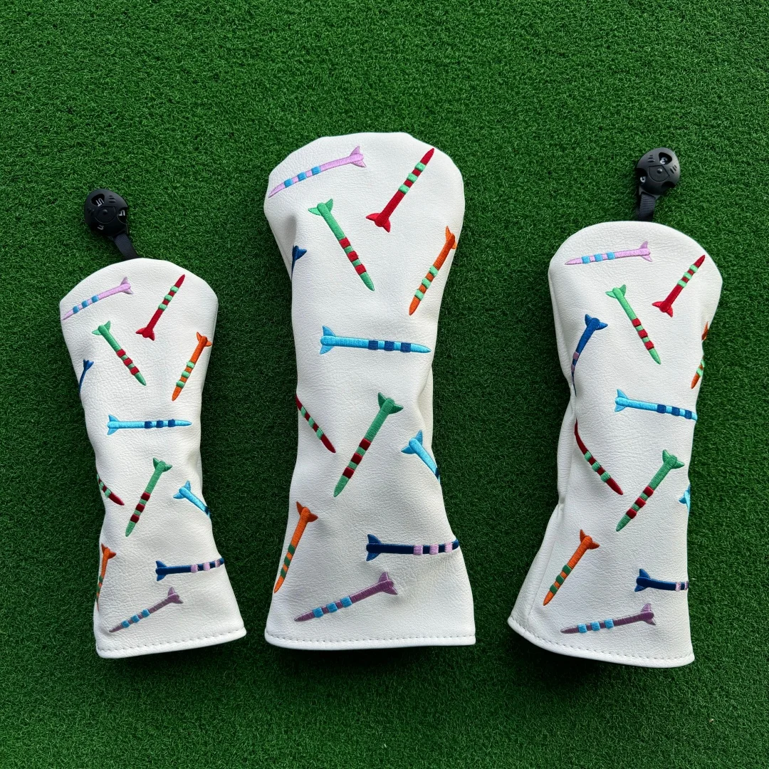 Golf Wood Cover Head Cover Tee Pattern Golf Driver Cover Putter Headcovers Hybrid UT Protector Club Cover Set Golf Accessories