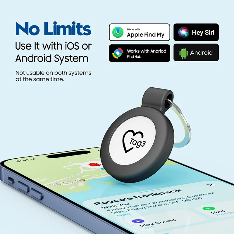 Intelligenter Tracker-Tag für iOS und Android, Anti-Verlust-GPS-Gerät für Haustiere, Schlüssel und Gepäck, Kompatibel mit Apple Find und Google Find My Device Netzwerk – Detail 2