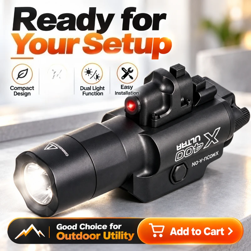 20mm Standard Slide Mount Hand Flashlight X300U-A Nylon Material Portable Night Light for Backpacking Daily Outdoor Use