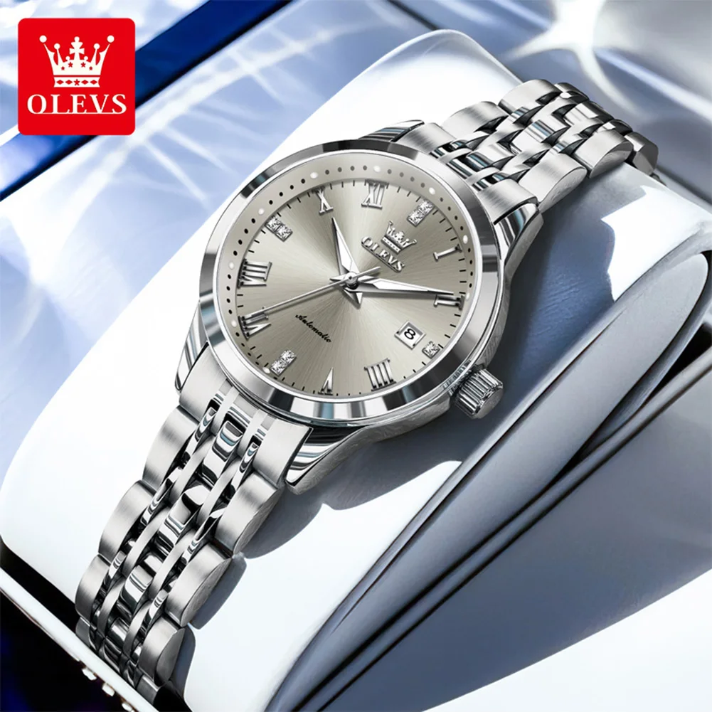 

OLEVS женские часы лучший бренд класса люкс модные оригинальные автоматические механические наручные часы водостойкий светящийся календарь трендовое платье