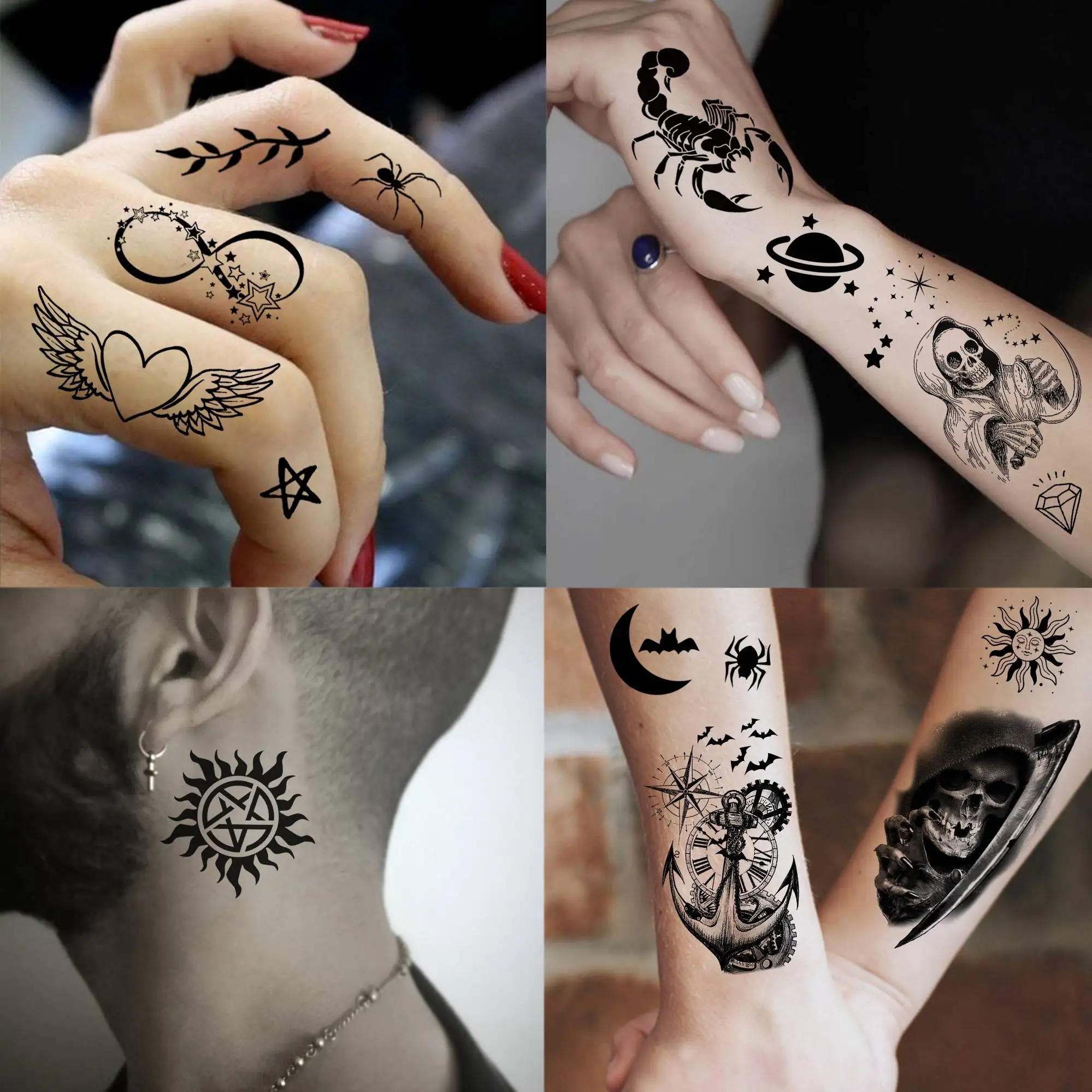 72 ورقة الإبداعية كول الأسد البومة الوشم المؤقت للرجال النساء مقاوم للماء واقعية النسر زيوس المحارب وهمية الوشم الذراع ملصق #6