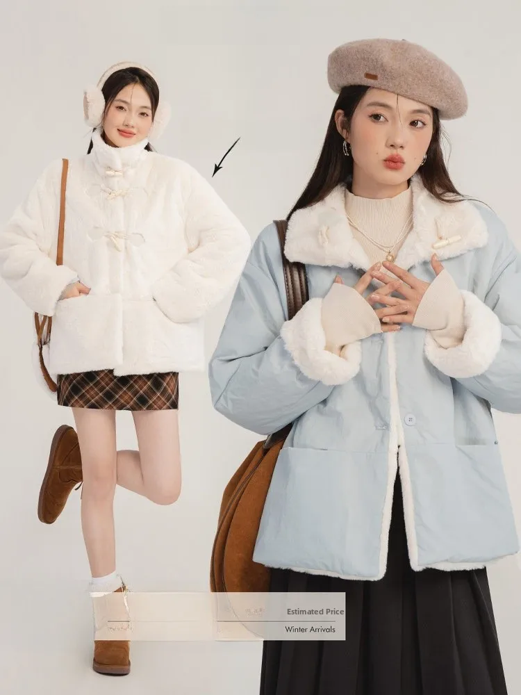 

Loveheynew двустороннее носимое хлопковое джато для женщин, более теплый размер, зимнее новое пальто с пуговицами