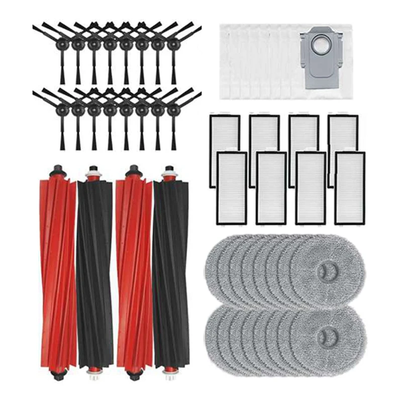 AD24-For Roborock V20 / P10S Pro الجانب الرئيسي فرشاة ممسحة القماش فلتر Hepa كيس لجميع الغبار الملحقات استبدال قطع الغيار
