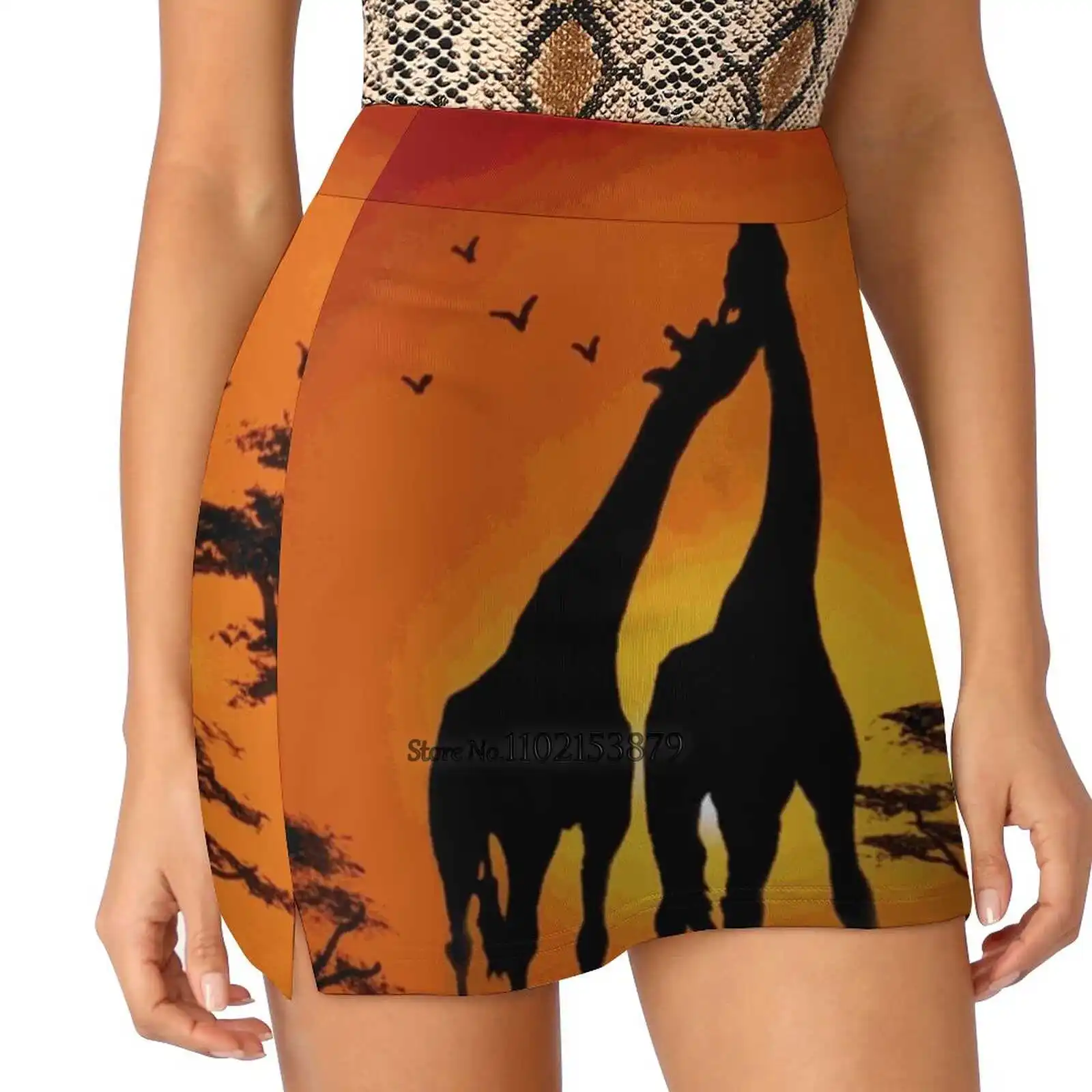 Giraffe Love Women'S Fashion Sporting Skirt With Pockets Tennis Golf Running Skirts Giraffe Love Giraffe Love Safari Africa