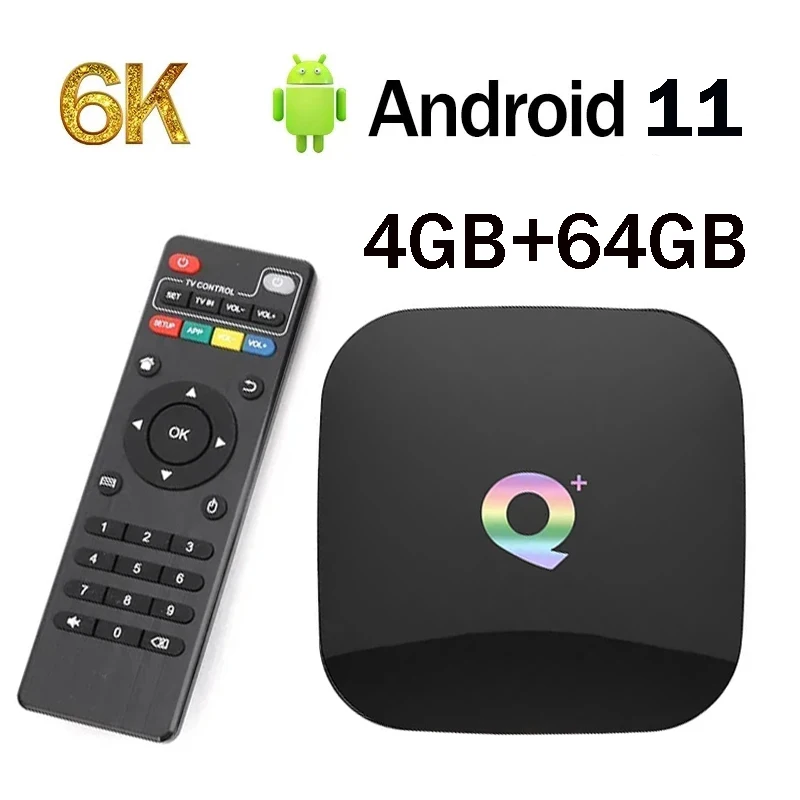 Q Plus TV Box Android 11.0 HD 4K 6K 4G Wifi Allwinner H6 Quad Core 4GB RAM 32GB/64G ROM Smart Android TV Box Set Top box IPTV