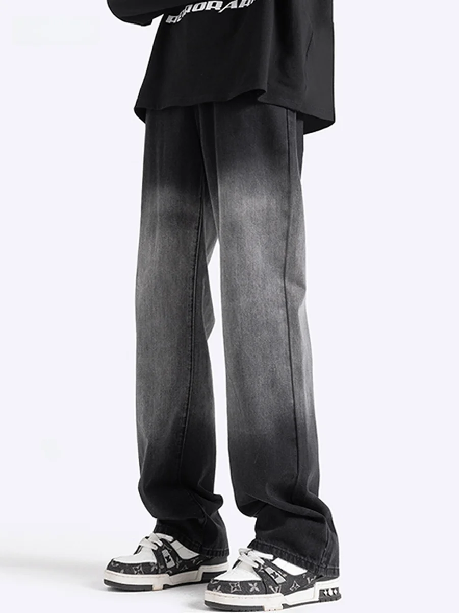 

Мужские джинсы в американском ретро-стиле, осенние, прямые, широкие, слегка расклешенные, из денима с эффектом потертости