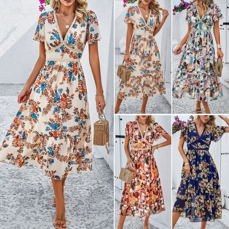 

Diyun Women'S Dress, Casual Vacation Printed High Waisted Dress