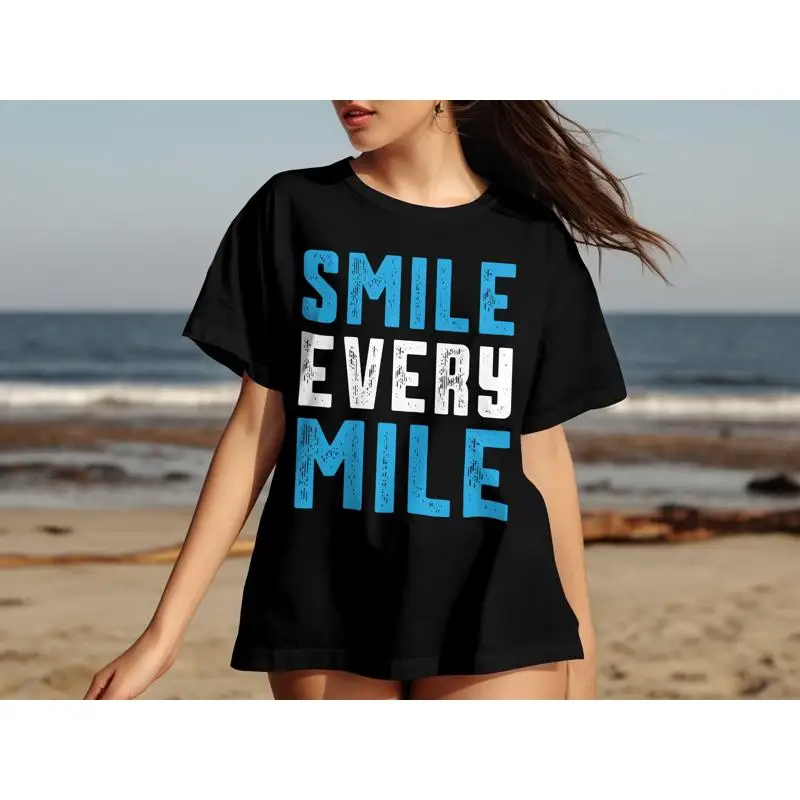 

Running T Shirt Smile Every Mile Funny for Runner