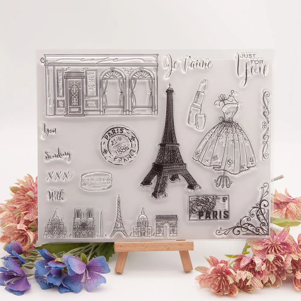 KLJUYP Paris Transparent clear stamp for DIY Scrapbooking/Card Making/Kids Christmas Fun Decoration Supplies