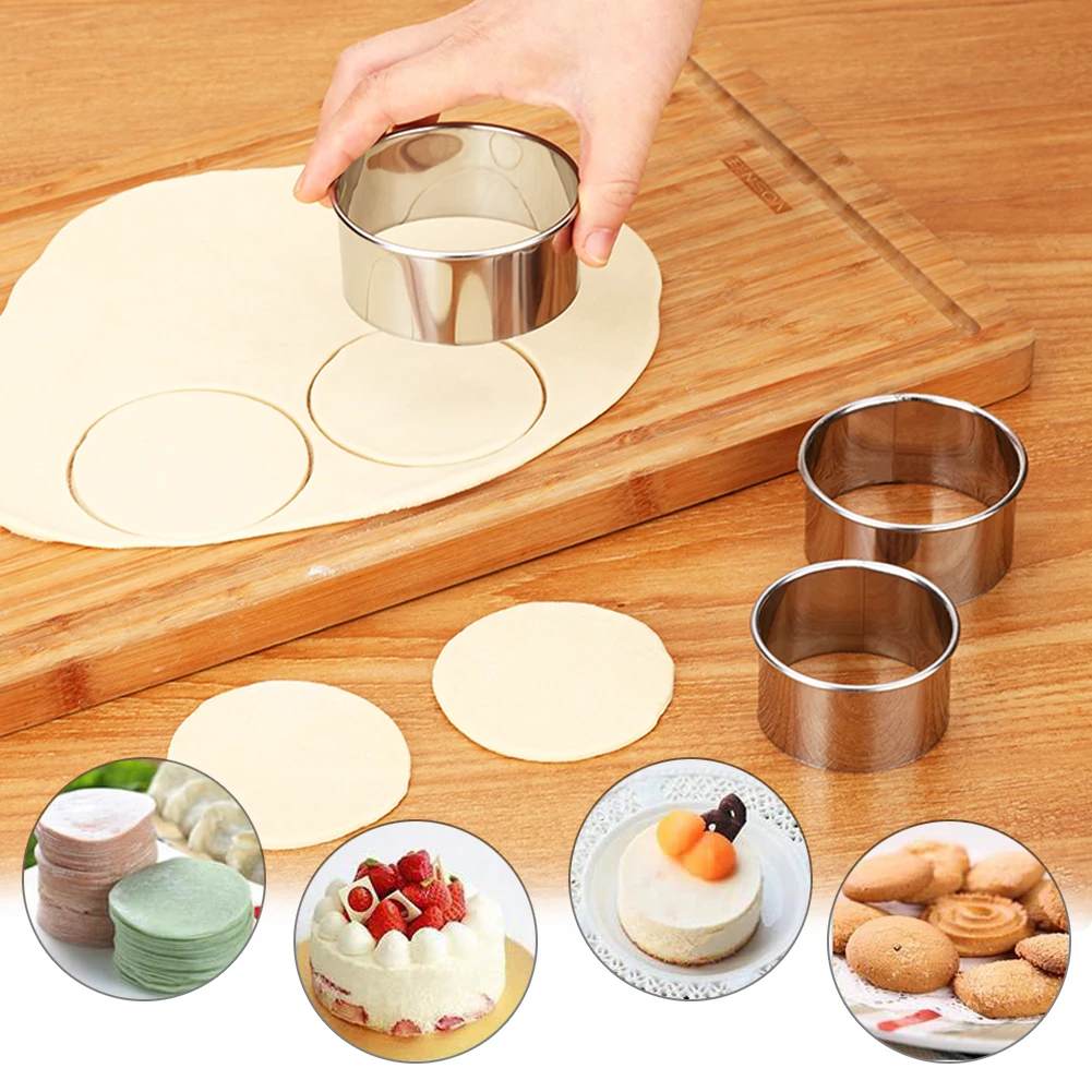 3pcs Dough Cutting Tool Reliable Round Wrappers Molds Practical Cake Cutting Mold Corrosion Resistance for Kitchen Use