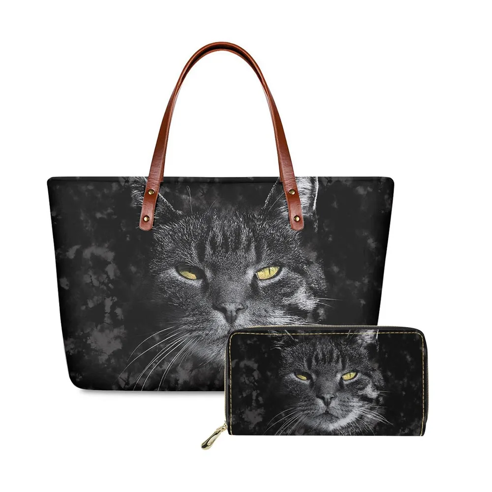 Ladies Quality Black Cat Shoulder Bags for Women 2022 Luxury Handbags Women Bags Designer Fashion Large Capacity Tote Bag