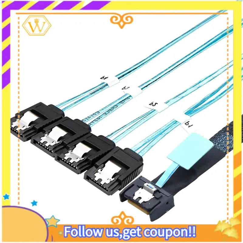 

Latest-Slimsas 8654 MCIO 4I 38Pin To 4X SATA Cable PCIE5.0 PCI-E Server Data Connection Extension Wire High-Speed