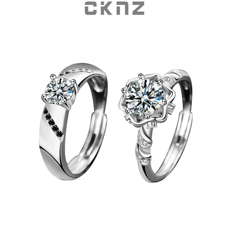 

Certified Real 0.5 /1.0 Ct Moissanite Diamond Sterling 925 Silver Rings for Lovers or Couple Black and White CKNZ Jewelry