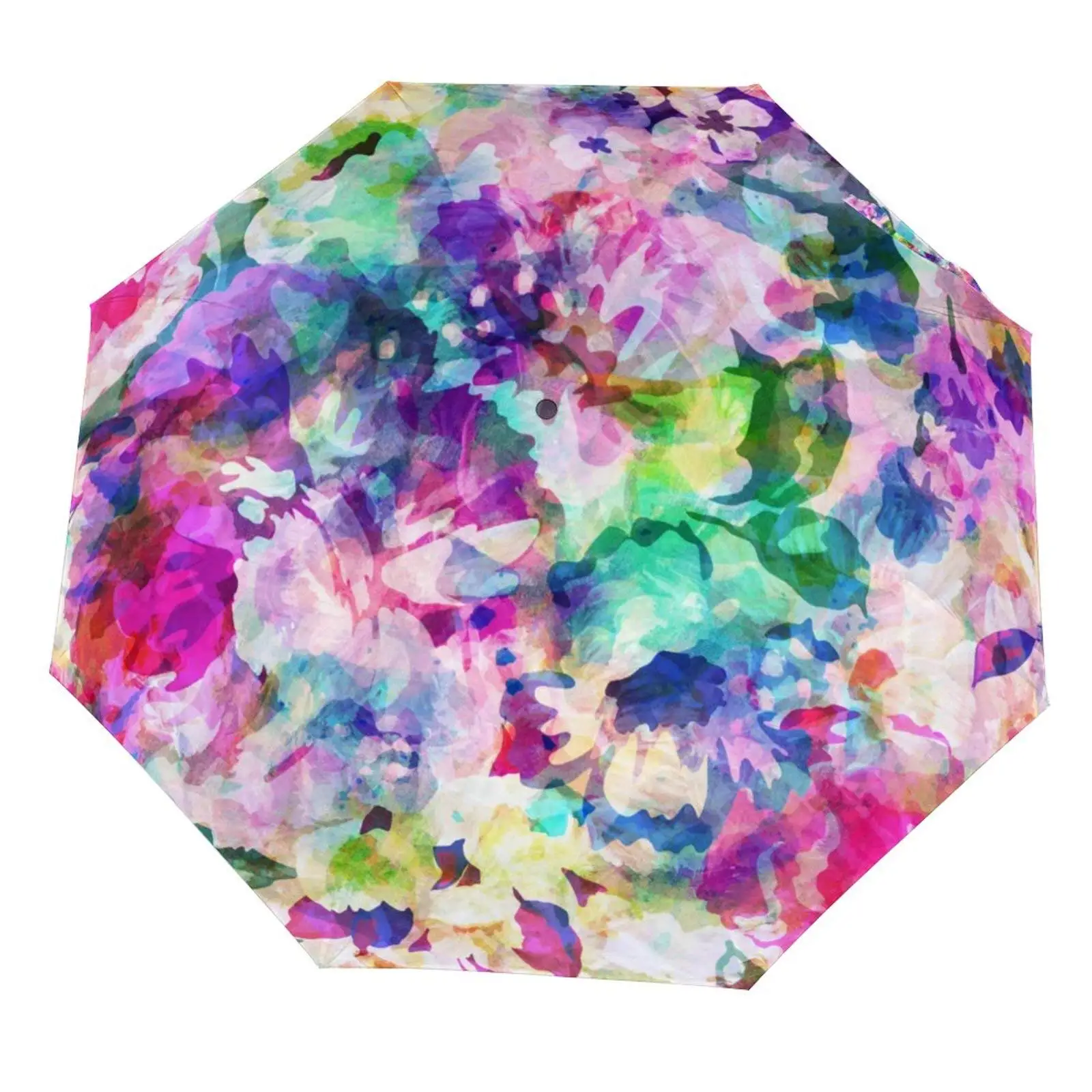 

Watercolor Flowers Folding Umbrella Colorful Spring Floral Compact Windproof Travel Umbrellas Rain for Adults Teens Kids Girls