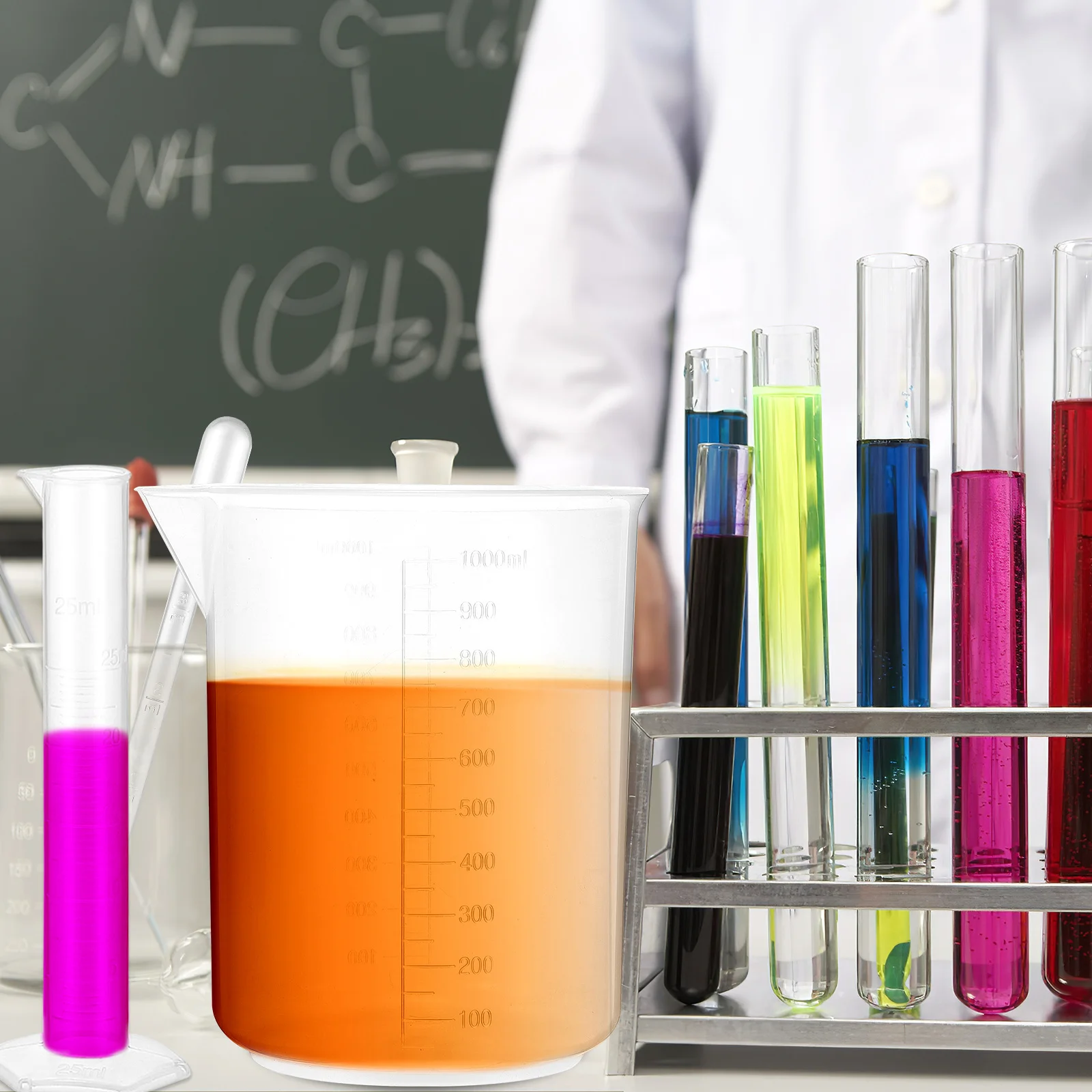 

13pcs Plastic Graduated Cylinders Beakers Set Hexagonal Base Lab Experiment Tools For Measuring Liquid Epoxy Paint Solvents