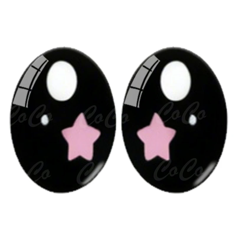 6pairs Cartoon Pop kristal Oog Sterren leerlingen 8x10mm/10x14mm/13x18mm Ovale foto glas cabochon demo platte achterkant Maken bevindingen
