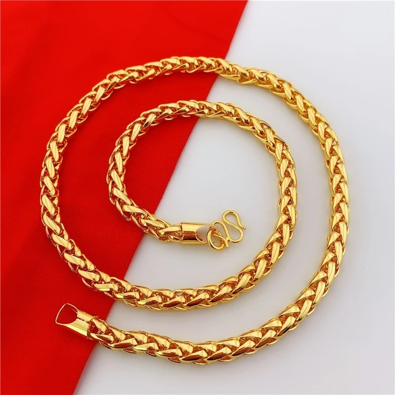 Luxury 24K real gold New mid-neck jewelry Men's au9999 gold fashion jewelry overbearing Thai chain