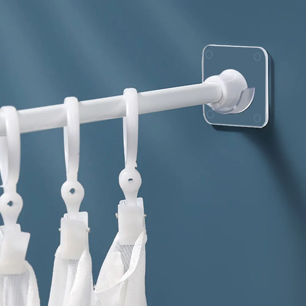 

6Pcs Bathroom Shower Curtain Rod Holders ABS Mounts No Drill Stick on Wall Rod Retainers Curtain Pole Holders