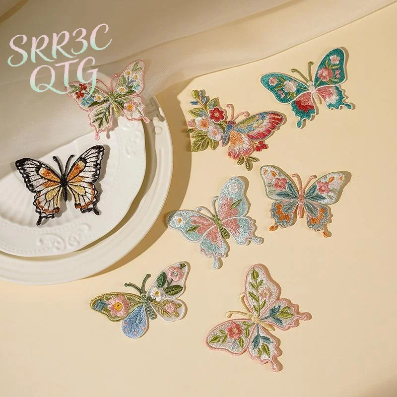 Hot Sale 1pcs Embroidery Iron On Patches Embroidery Design Heat Transfer Butterfly Patches Iron On Easy To Apply Flower Patches