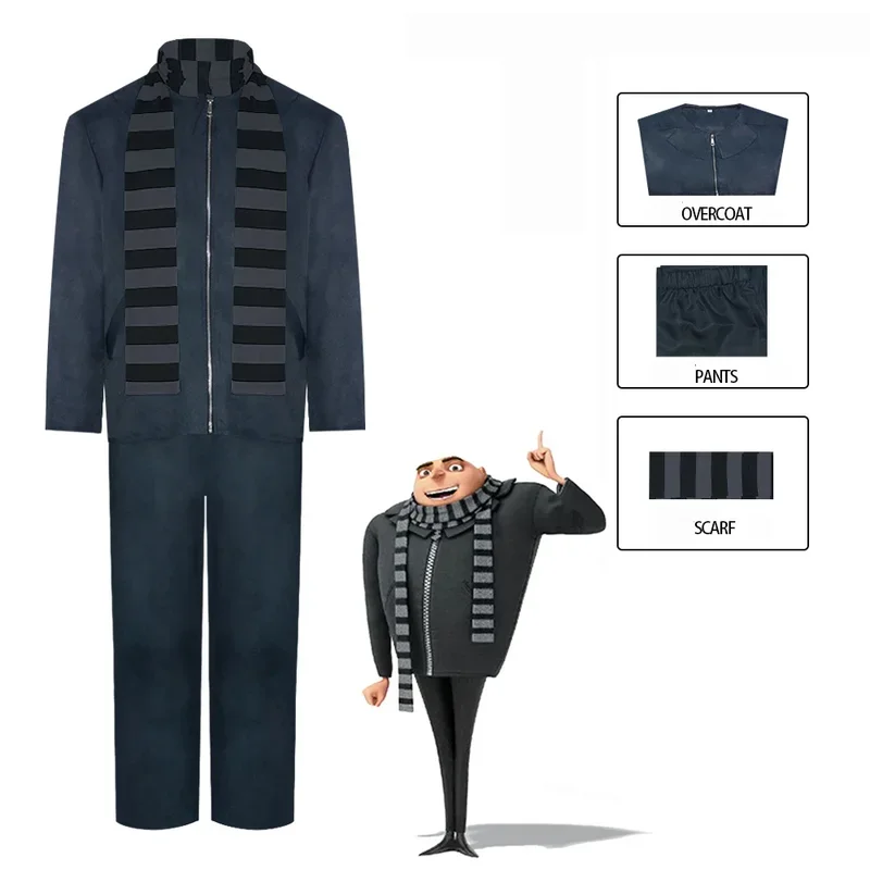 ZA01 película Minions Despicable Me Gru Cos disfraz actuación de fiesta de Halloween disfraz Cosplay hombre película de dibujos animados Gru Cosplay mZa0 @