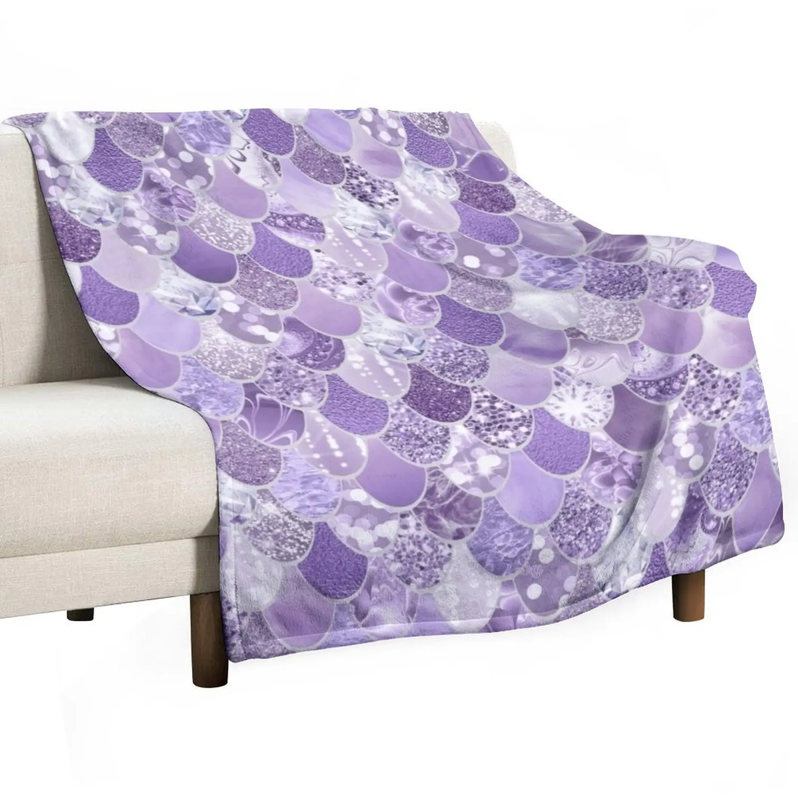 

Pastel Purple Mermaid Scales Pattern Throw Blanket Soft Beds Decorative Sofas Plaid on the sofa Blankets