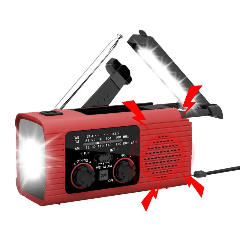 Solar Hand Crank Radio Portable AM/FM/NOAA Radio Survival Radio Flashlight 3 Way Charging SOS Alarm Radio For Indoor Outdoor