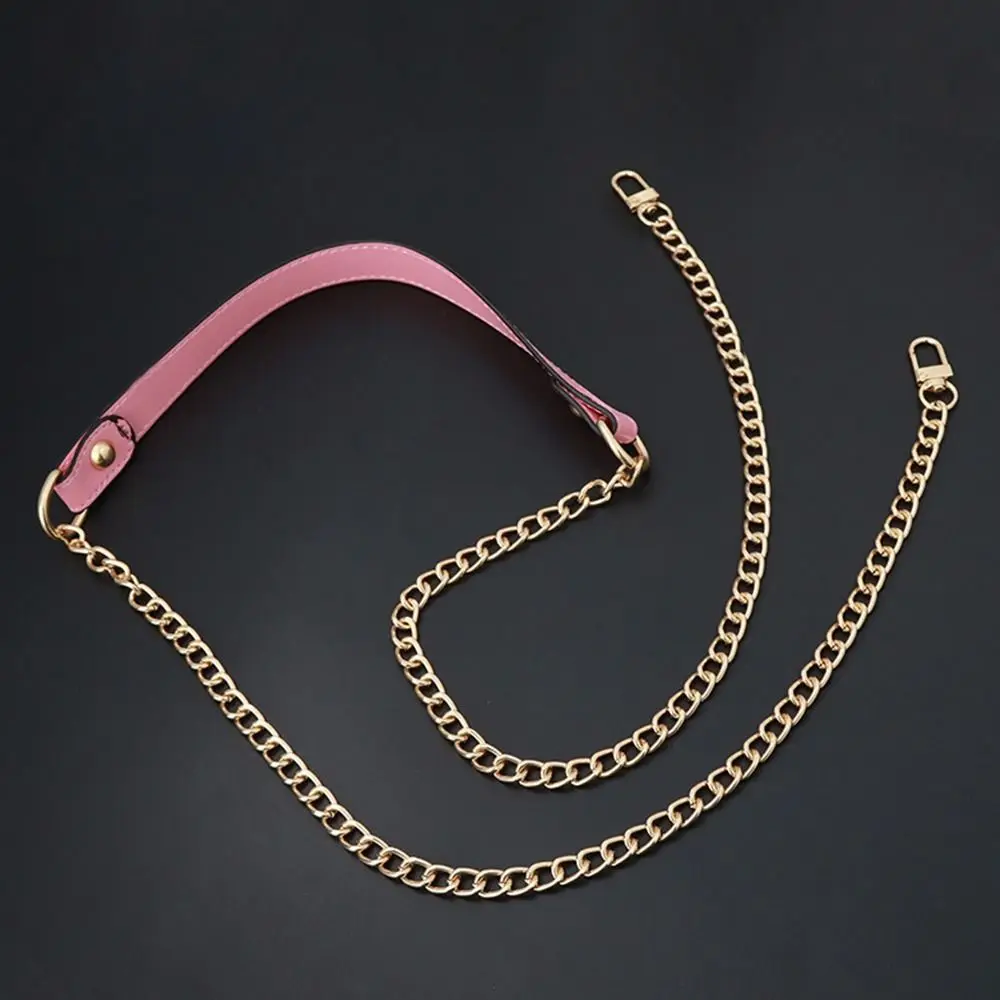 DIY Bag Making 120cm Replacement Bag Chains Shoulder Crossbody Bag Strap Black PU Leather Handle with Metal Chains