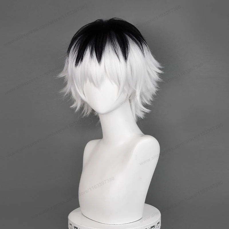 Sasaki haise cosplay Paróka 30cm Rövid távú Ezüst- Fehérítőszer Ágcsernyő Férfi haja Anime Gabalyodik Ellenálló Szintetikus wigs