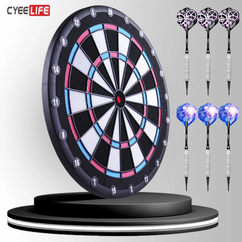 CyeeLife 16.7in Electronic Dartboard with 6pcs soft tip darts,Pink(no electronic module and LED)