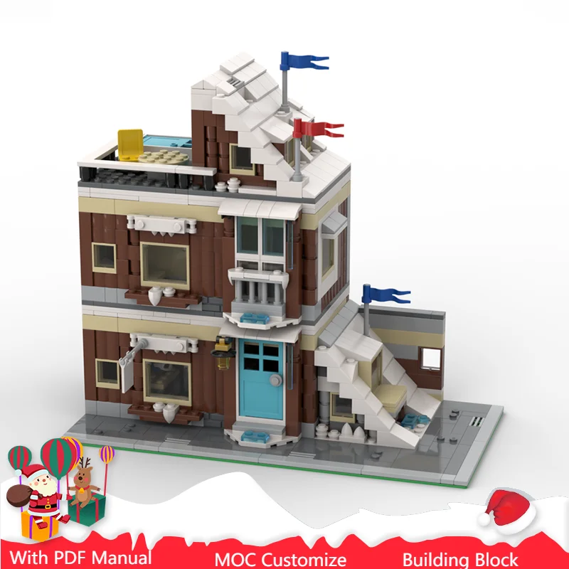 

Популярные 816 шт. MOC модульный зимний ложа, строительный блок, сделай сам, образовательная сборка, кирпичи, игрушки, подарки на Рождество, день рождения, Новый год