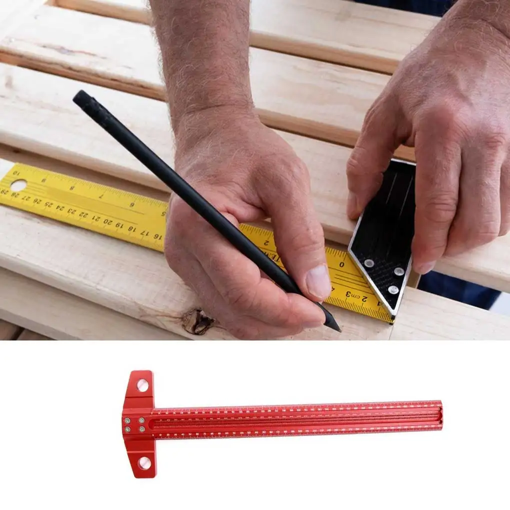 Line Ruler Red T-type Durable Scribing Gauge Scribe Tool DIY 300MM