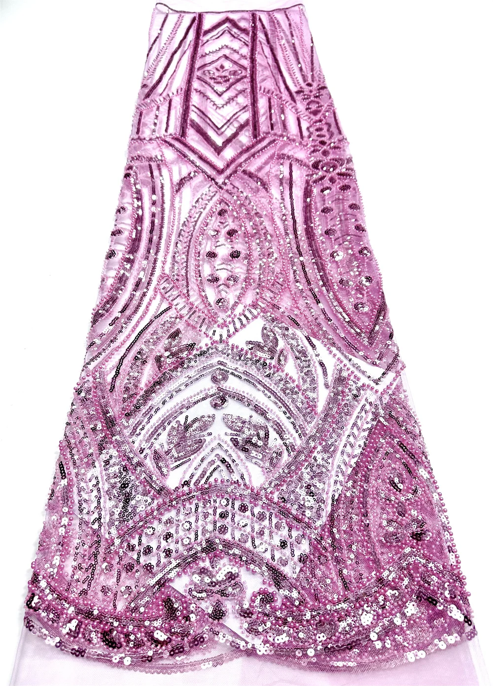 

Luxury Pink 2025 High Quality French Tulle Net Sequins Lace Fabric African Lace Fabric Beaded For Nigeria Wedding Party Dress