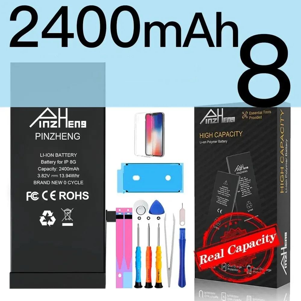 PINZHENG Echter Akku mit hoher Kapazität für iPhone 8 Plus SE 5S 6 6S 7 X Xr Xs Max Telefon-Ersatzbatterien Garantie ein Jahr 7