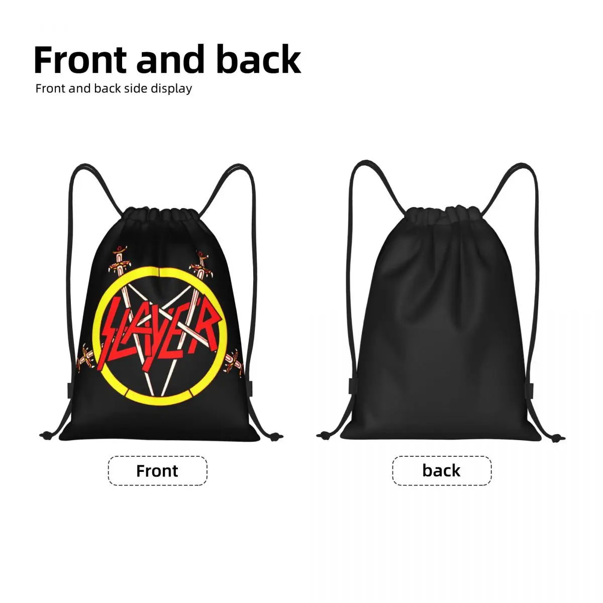 Slayers Logo Drawstring Backpack Sports Gym Bag for Men Women Heavy Metal Rock Shopping Sackpack