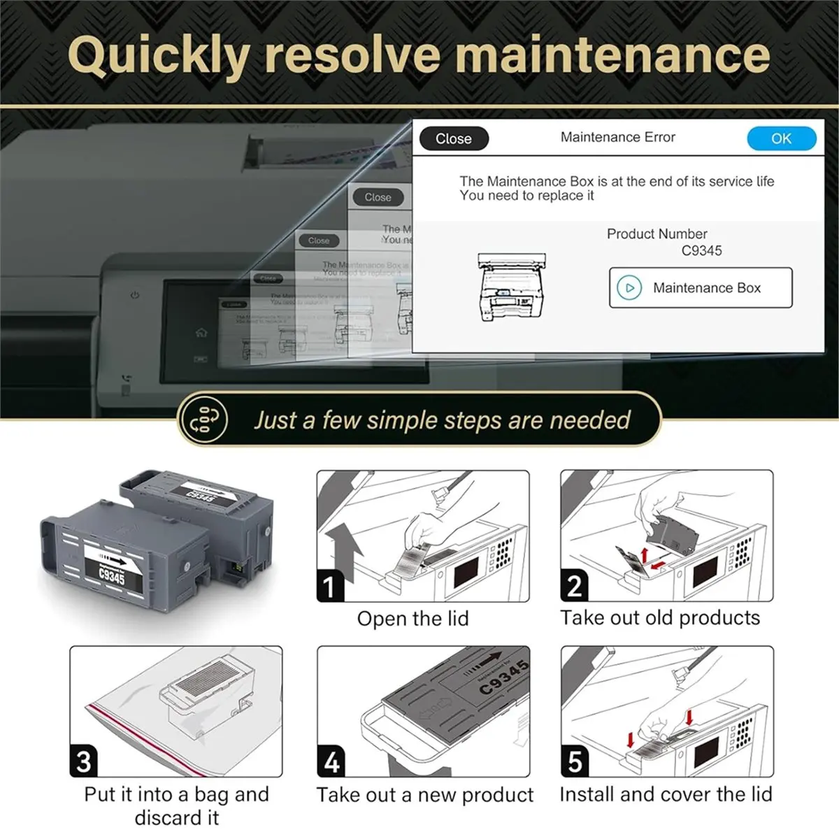 2pcs Ink Maintenance Box Replacement for ET-5800 5850 5880 16600 16650 ET-16600 Printers