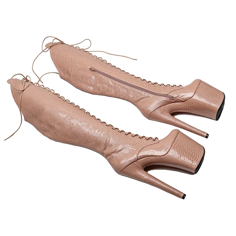 Leecabe 20CM/8Inch PU upper Platform party High Heels Shoes Pole Dancing boot