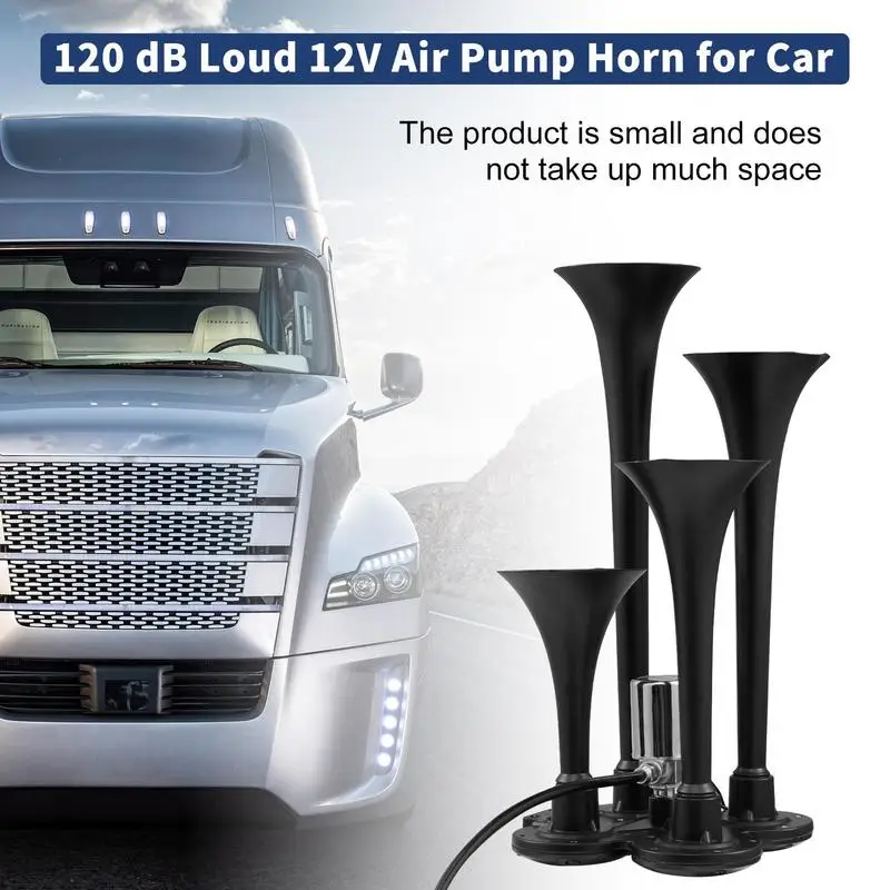 Air Horn For Truck Loud Train Horns With Air Horn Compressor Air Pump Horn Kit Car Accessories For Any 12V Vehicles Tractor Bus