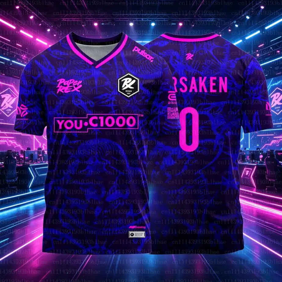 Camisetas Masculinas 26/27 Paper Rex Valorant - Uniforme PRX da Equipe de Esports F0RSAKEN - Camisetas Casuais de Streetwear para Jogos, Respiráveis para o Verão