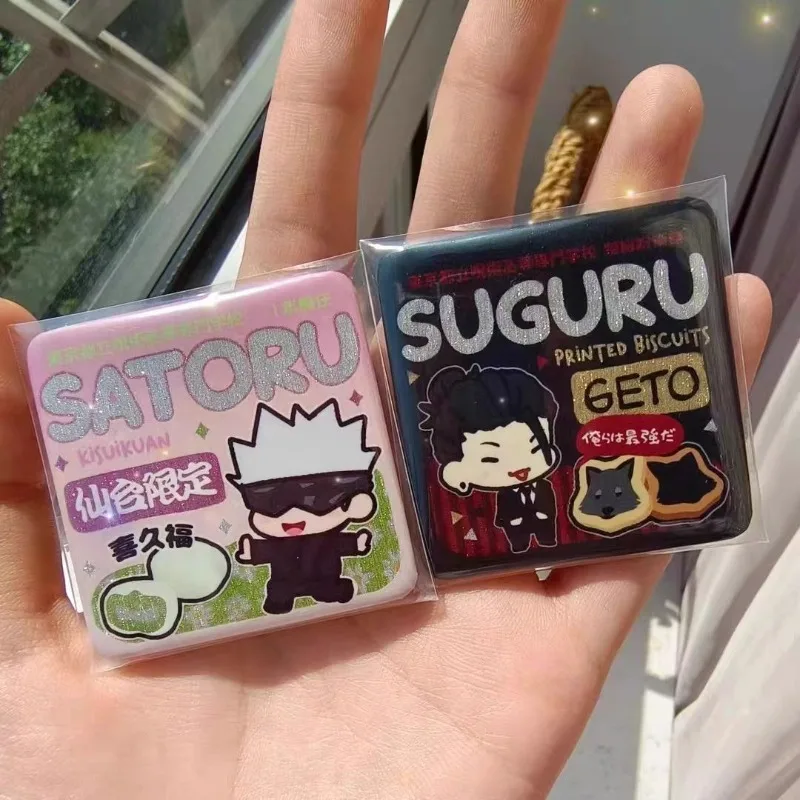 Jujutsu Kaisen Gojo Satoru Geto Suguru 귀여운 카와이 애니메이션 캐릭터 주변 사각형 배지 창조적 인 성격 만화 선물