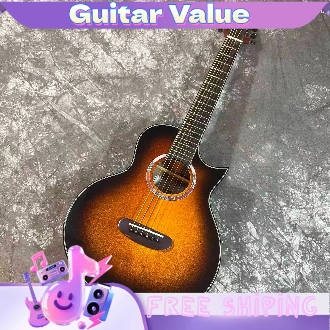 33 Inch All-Solid Nachuan Acoustic Guitar Dot Fingerboard Inlays Picea Asperata Body Walnut Back Pickup Options