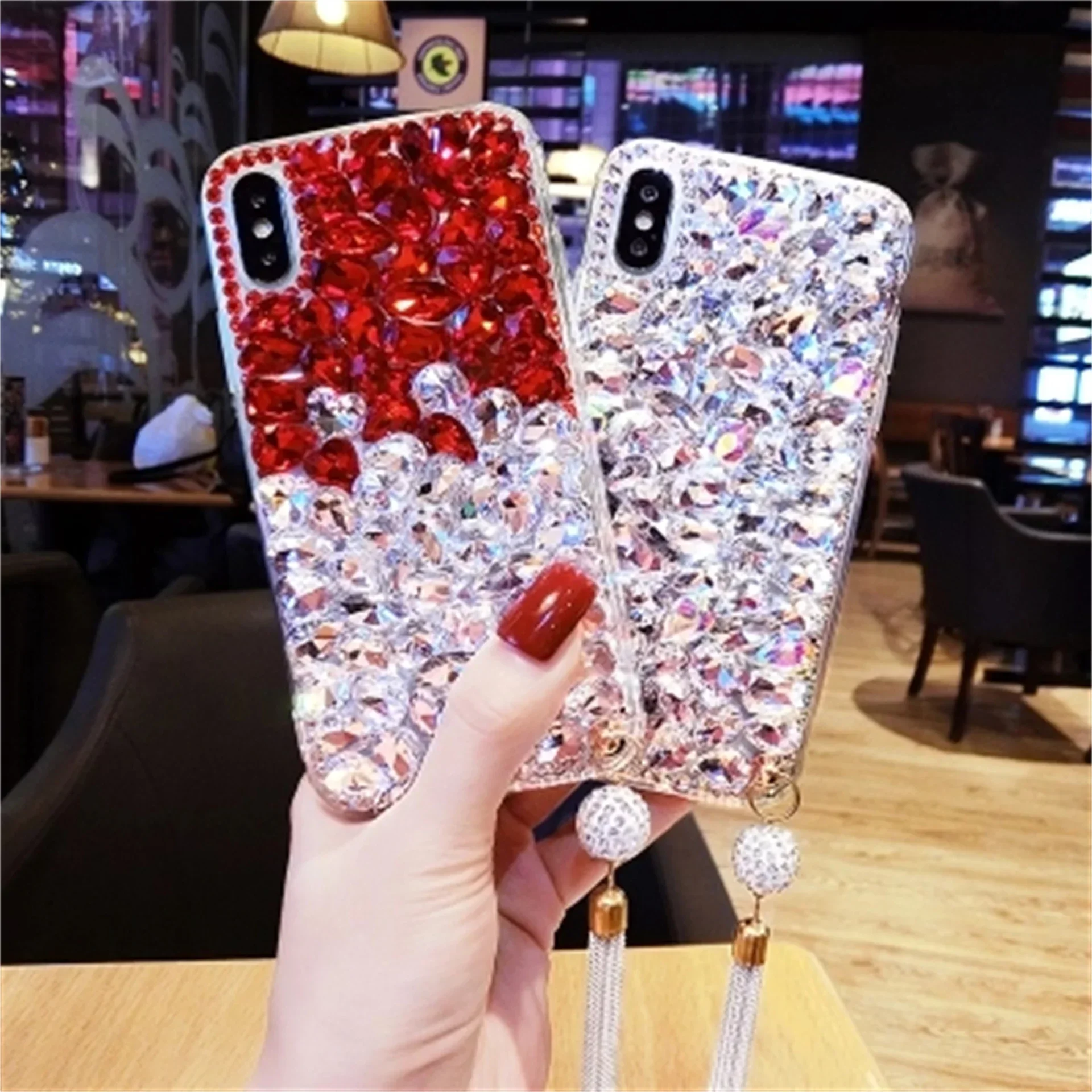 Luxury Bling Rhinestone Diamond Pendant Phone Case, Soft Clear Cover for Xiaomi Redmi 17 12 14 Note 11 13 12 15 Pro Plus
