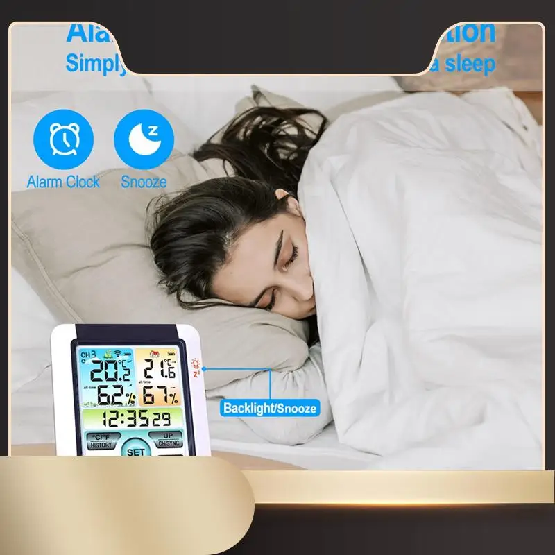 

Беспроводной датчик температуры и влажности с функцией часов для дома, дома, на открытом воздухе-N36R