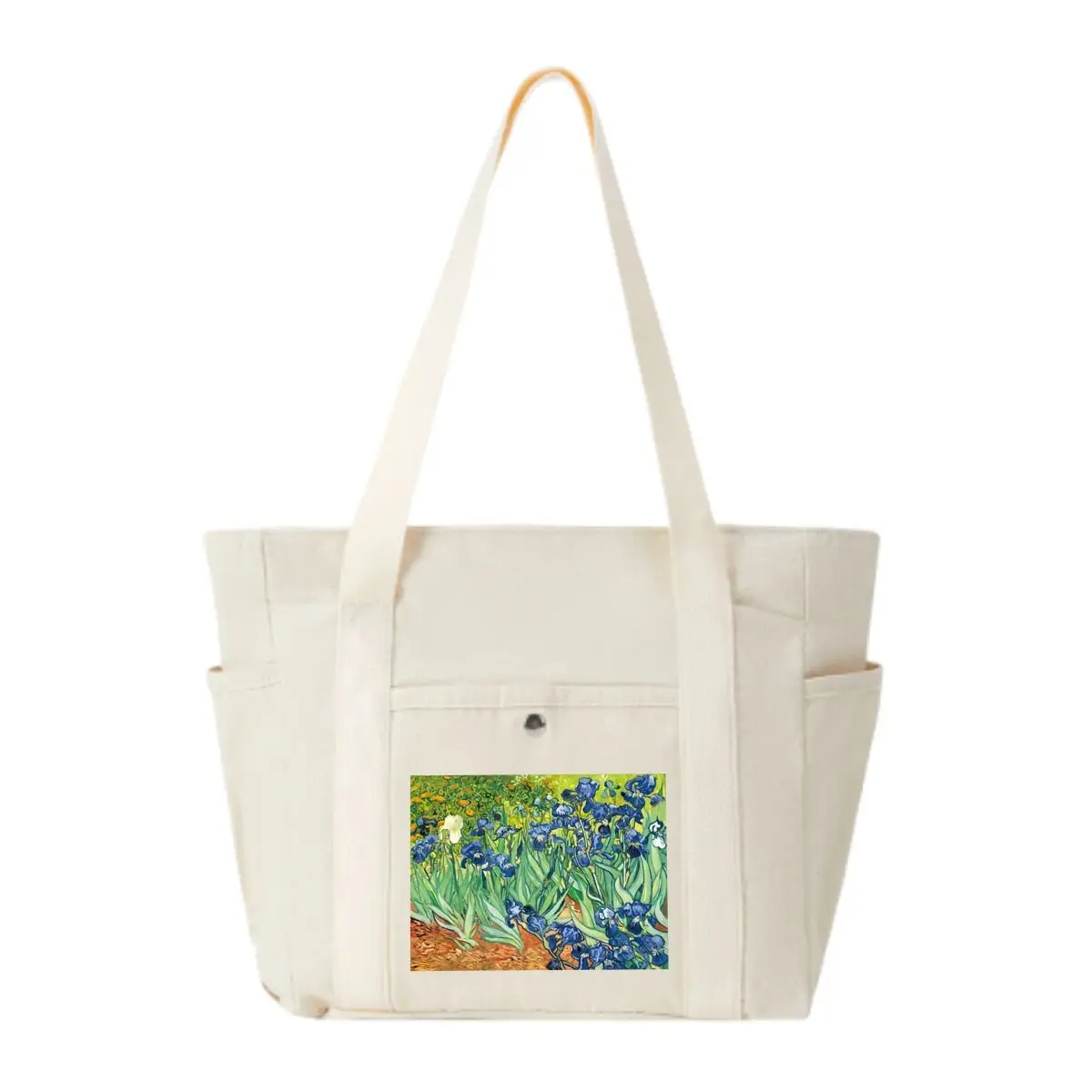 

Van Gogh Irises Art Повседневная холщовая сумка-тоут Женская базовая винтажная рабочая сумка для поездок на работу