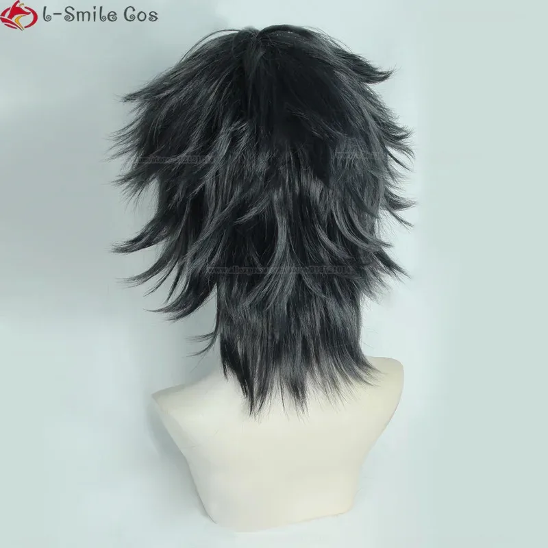 Game ES Ensemble Stars SAGAMI JIN Cosplay Wig JIN SAGAMI Wigs Short Black Grey Hair Glasses Heat Resistant Hair Wigs + Wig Cap